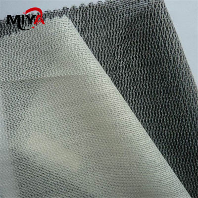 โพลีเอสเตอร์ Viscose Warp ถัก Fusible Interlining Weft แทรก PES Coating